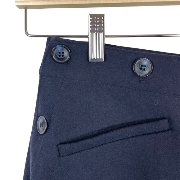 NWT Doen Glenne Wool Blend Button Detail High Rise Wide Leg Pants Deep Navy Sz 4 - Picture 5 of 10